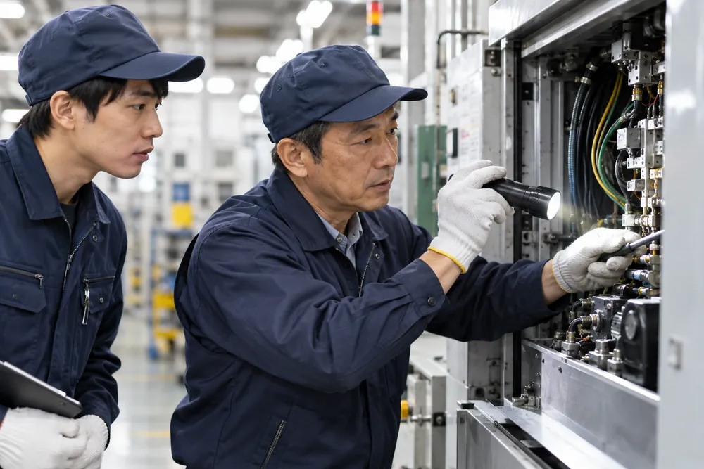 機械を点検する設備保全担当